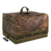 Avian-X floating slotted duck decoy bag with lid open for fast access