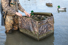 Avian-X decoy bag loading decoys while floating to prevent sinking