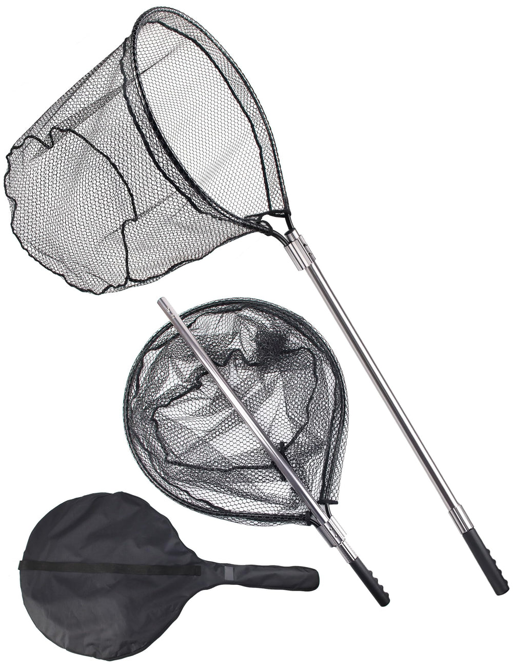 Telescoping handle extended to 94 inches on the landing net