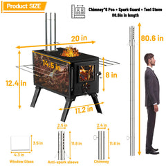 AVOFOREST hot tent stove visual glass window lets you monitor fire and conserve fuel
