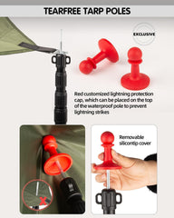AVOFOREST tarp poles with lightning-cap enhances outdoor protection and stability