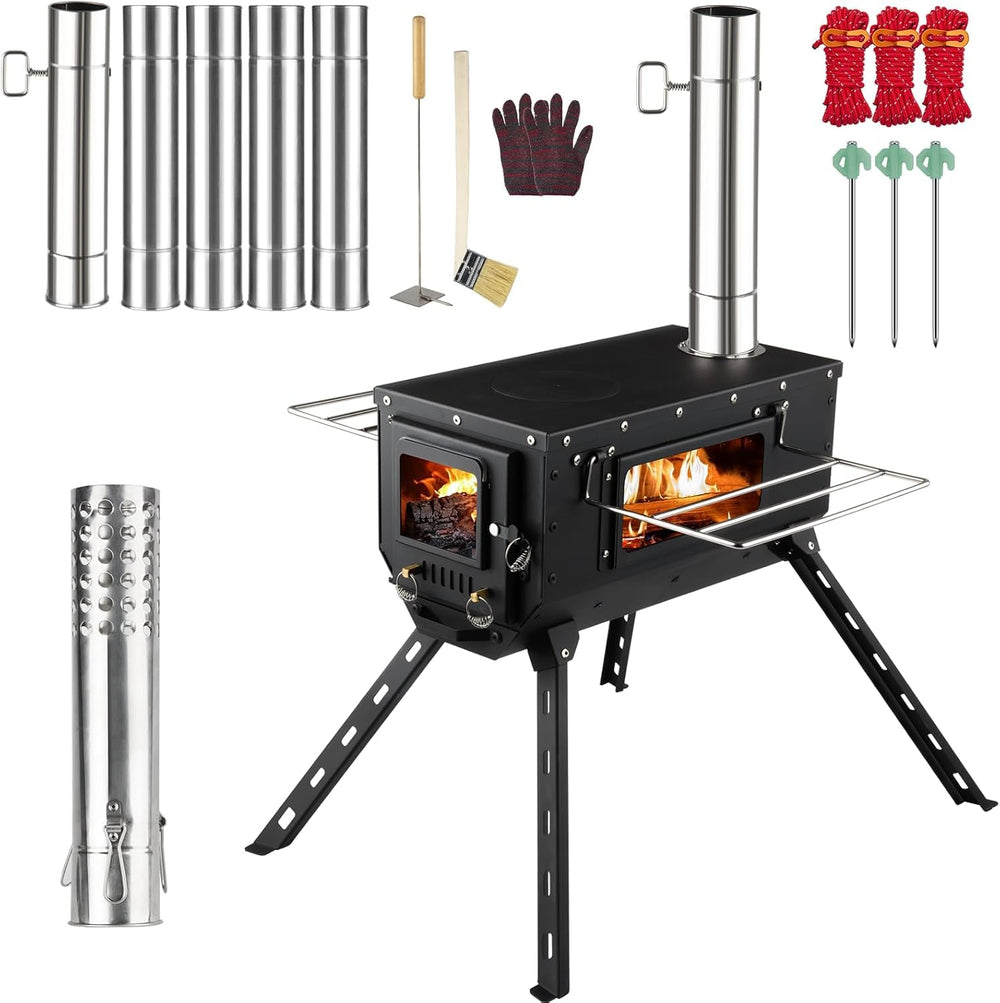 AVOFOREST tent stove assembly-ready six-chimney design enables portable warmth outdoors