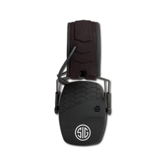 AXIL TRACKR Blu ear muffs front view offering compact protection for hunting and shooting
