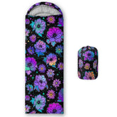Axolotl iridescent flowers sleeping bag closed; compact warmth for camping