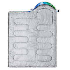 Axolotl Blue Gamepad Sleeping Bag zipper design allows full opening for versatility.