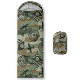 Axolotl military camouflage sleeping bag in green for rugged outdoor use.