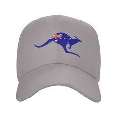 Back adjustable buckle on AXXOR Kangaroo cap showing versatile fit in gray