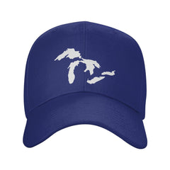 AXXOR Michigan Great Lakes map blue cap top view highlighting color and silhouette