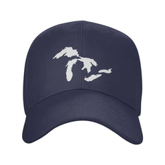 AXXOR Michigan map cap side view shows versatile unisex fit.