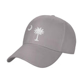 AXXOR Palmetto Trees hat front view in gray, breathable fabric for everyday comfort.
