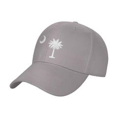 AXXOR Palmetto Trees hat front view in gray, breathable fabric for everyday comfort.