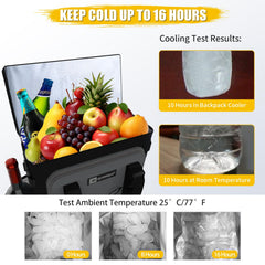 AYAMAYA Backpack Cooler features multiple pockets for utensils, fruit, and gear.