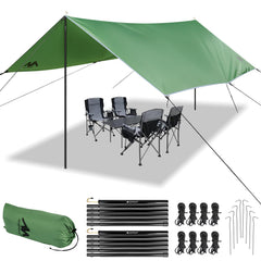 AYAMAYA camping tarp 10x15ft sun shelter provides wide shade for outdoor spaces.