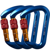 AYAMAYA climbing carabiners 3-pack with screwgate locking for secure belays.