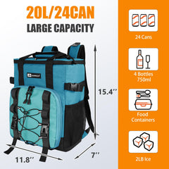 AYAMAYA Cooler Backpack 24-cans capacity demonstrates ample space for meals and drinks.