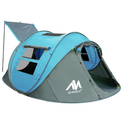 AYAMAYA four-person pop-up tent ready for quick setup and family shelter.