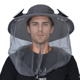 AYAMAYA Mosquito Net Hat front view with wide brim and protective netting for outdoor protection