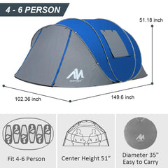 AYAMAYA pop up tent double-layer ventilation highlights condensation control and fresh air flow.