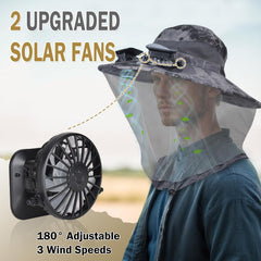 AYAMAYA Solar-powered fans provide refreshing airflow during sunny hikes and fishing trips.