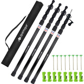 AYAMAYA tarp poles with 4-section telescoping setup for easy camping gear assembly