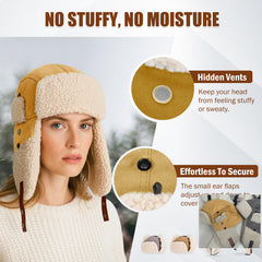 AYAMAYA trapper hat unisex fit accommodates most head sizes for skiing.