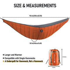 AYAMAYA underquilt 300g filling provides cozy insulation in cool weather