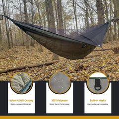 AYAMAYA underquilt with carabiners included in-pack for fast setup.
