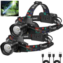 Azamine headlamp front view with ultra-bright 99000-lumen output for night tasks.