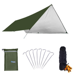 Azarxis Hammock Rain Fly setup shows quick shelter for rain or sun during camping