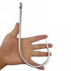 Azbvek 28/0 giant hook closeup, stainless steel circle design for big game.