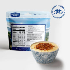 Backpacker's Pantry Creme Brulee measuring mix for easy cold-water dessert prep.