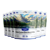Backpacker's Pantry Cuban Coconut Rice & Black Beans pouch six-pack packaging for travel