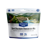 Backpacker's Pantry Dark Chocolate Cheesecake Mix packaging, compact and shelf-stable for travel and emergencies.