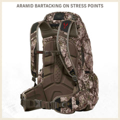 Badlands 2200 silent-fabric reduces noise and weather intrusion during hunts.