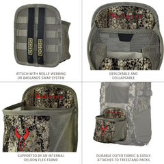 Badlands collapsible basket folded flat saves pack space after hunt.