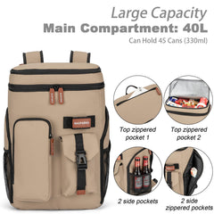 BAGPARKK insulated cooler backpack front pocket provides quick access to snacks.