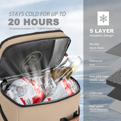 BAGPARKK insulated cooler backpack insulated compartments preserve cold drinks and dry snacks.