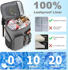 BAGPARKK insulated cooler backpack main compartments filled with beverages, ideal for beach days
