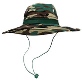 BaHoki Essentials military-style bucket hat with camo wide brim for sun protection during outdoor adventures.