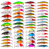 Baikalbass 56pcs lures set wide view shows vibrant colors for bass fishing.