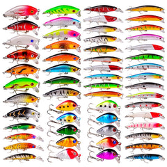 Baikalbass 56pcs lures set wide view shows vibrant colors for bass fishing.