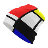 BAIKUTOUAN Mondrian-style soft warm skull cap close-up shows vibrant print and cozy warmth.
