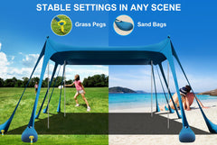 bailinghai beach tent upf50 shows UV shielding for midday sun.