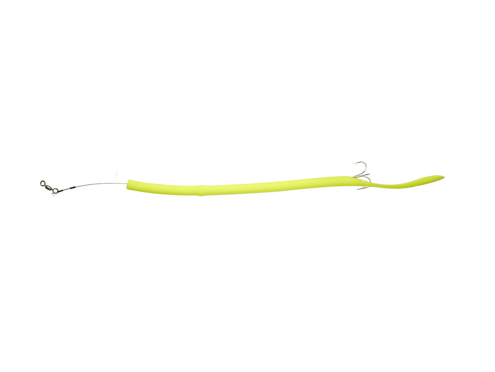Barracuda Tube Lure Chartreuse – 18 inch length, 4/0 saltwater treble hook, Florida Keys design