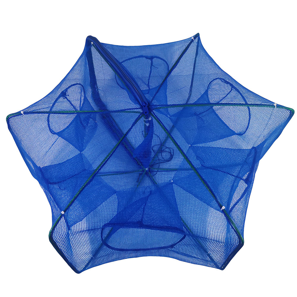 Foldable bait trap net in open position ready to catch fish, shrimp, and crabs