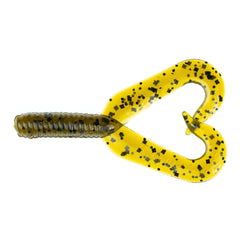 BAITFUEL Twin Tail Creature Bait in green pumpkin showing lifelike action and color.