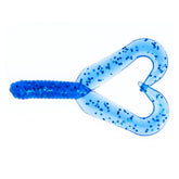 BAITFUEL Twin Tail Creature Bait sapphire blue front view shows lifelike action.