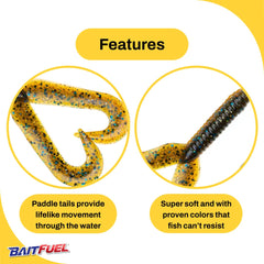 BAITFUEL Twin Tail soft plastic offers supple feel for confident fishing days.