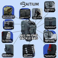 Insulated top pocket and cooler section for bait storage