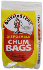 Baitmasters red disposable chum bags 4-pack set on white background